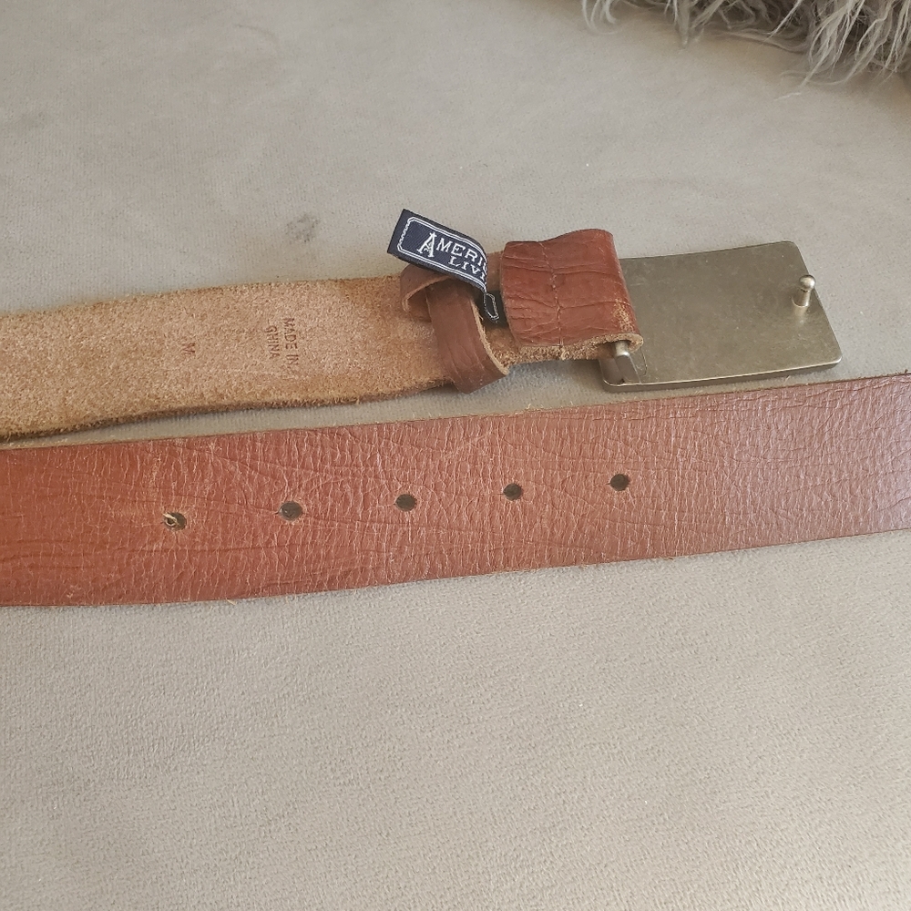 American Living Genuine Leather Men's Belt Size M  brown Eagle Metal Buckle - Picture 8 of 8